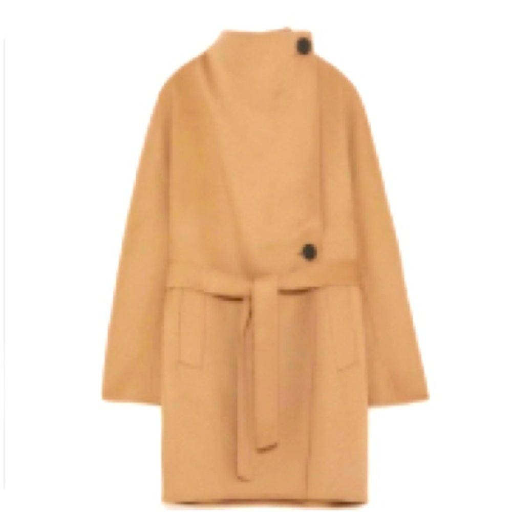 Like New ZARA Wrap Coat Camel size small